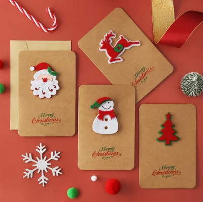 Высокое качество ретро коричневая крафт-бумага Рождественский подарок поздравительные открытки с конвертом